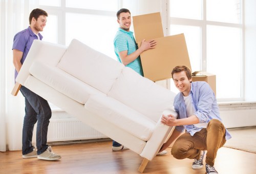 Business furniture and equipment prepared for a commercial move near Crofton Park