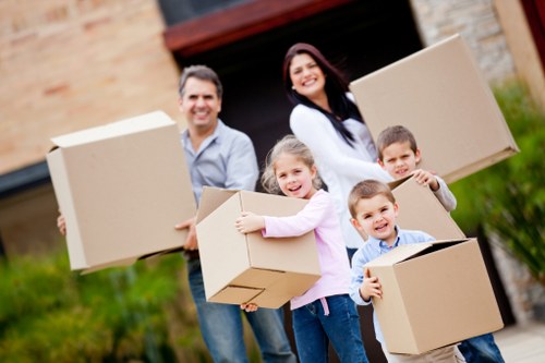 Packed boxes and household items prepared for a local house move